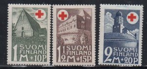 Finland Sc B5- B7 1931 Red Cross Buildings stamp set mint