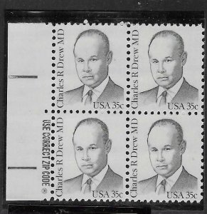 US#1865 35c ZIP Block of 4 Charles R Drew MD CV $3.50