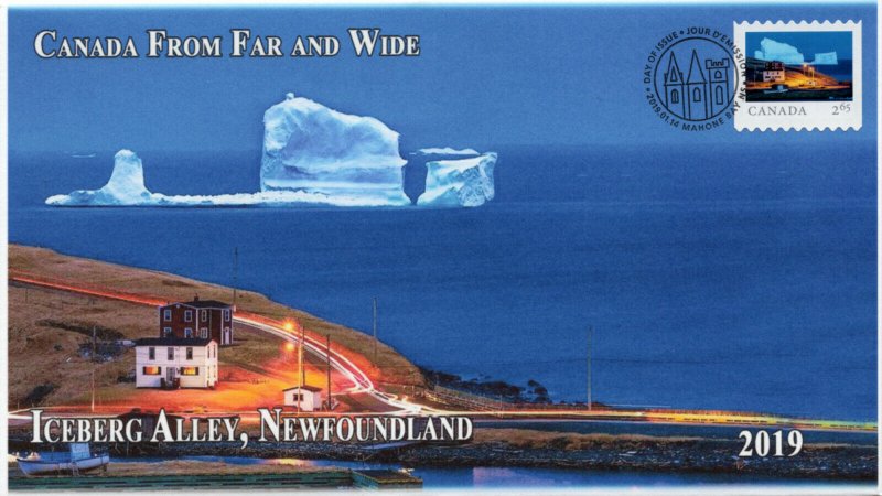 CA19-016, 2019,Far and Wide, Pictorial Postmark, First Day Cover, Iceberg Alley,