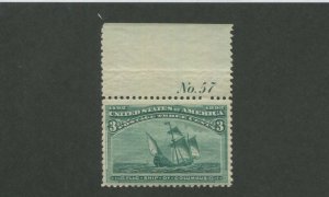 United States Postage Stamp #232 Mint Never Hinged XF Plate No. 57 Value $160