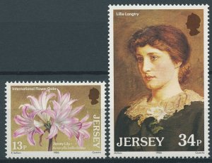 Jersey 1986 MNH Flowers Stamps Jersey Lillies Lillie Langtry Flora Nature 2v Set 