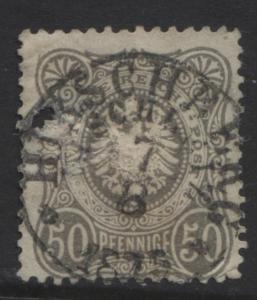 GERMANY. -Scott 34 - Pfennige  -1875 - Used - Grey -Single 50pf Stamp