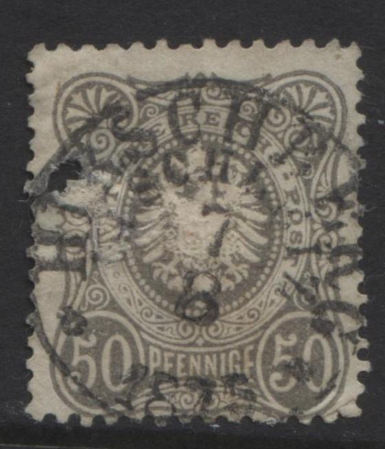 GERMANY. -Scott 34 - Pfennige  -1875 - Used - Grey -Single 50pf Stamp