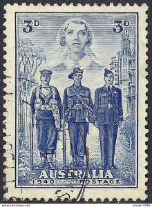 AUSTRALIA 1940 KGVI 3d  Blue Australian Imperial Forces SG198 FU