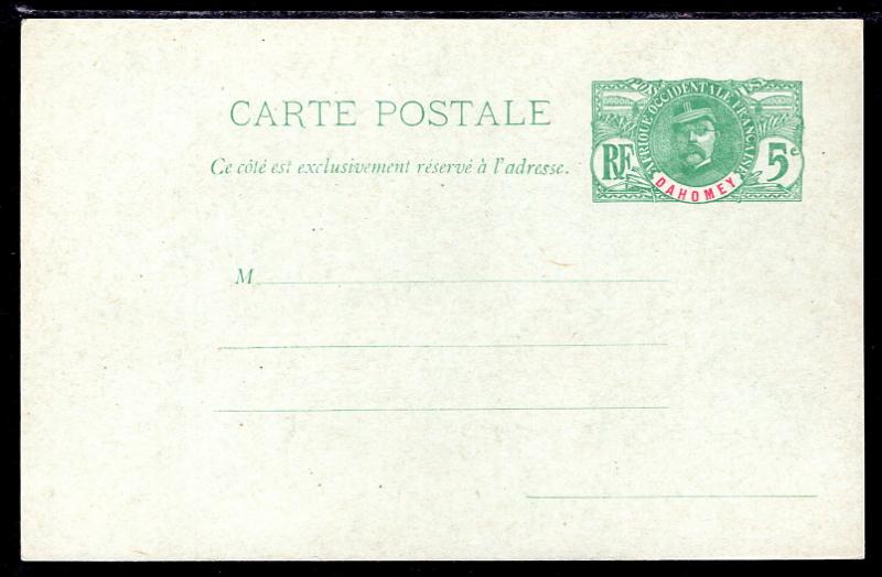 Dahomey H&G PC6  Postal Card Unused VF