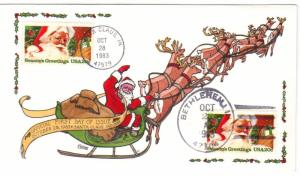 US #2064 20c Christmas Issue FDC Collins Hand Painted ECV$60