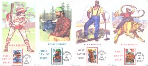 #3083-86 Folk Heroes Barre FDC Set