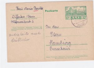 Germany Saar to Hamburg 1955   postal stationary stamps card R21231