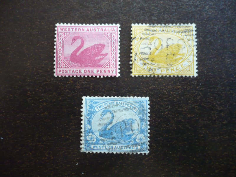 Stamps - Western Australia- Scott# 73-75-Mint Hinged & Used Part Set of 3 Stamps