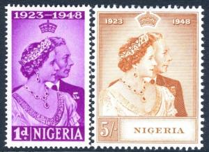 NIGERIA-1948 Royal Silver Wedding Set Sg 62-63 LIGHTLY MOUNTED MINT V17445