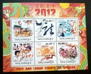 Mozambique Year Of The Dragon 2011 Banknote Calligraphy Dance Boat Lunar (ms MNH