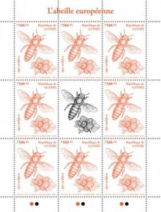 Guinea - 2020 European Honey Bee - 8 Stamp Sheet - GU200221c1