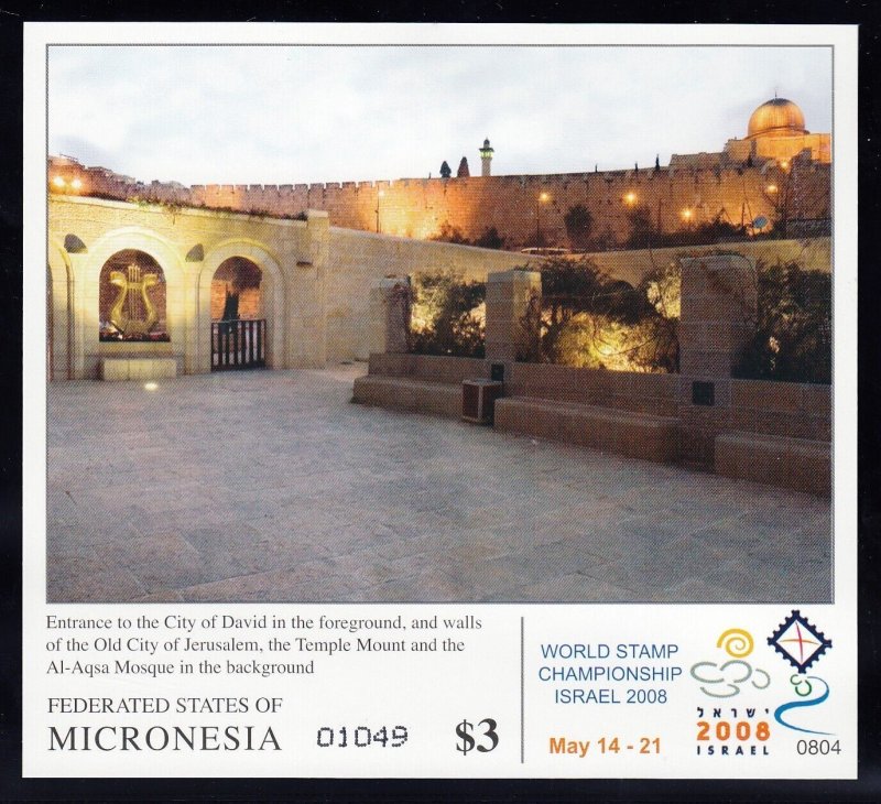 MICRONESIA Sc 770 NH SOUVENIR SHEET OF 2008 - JERUSALEM - (JO23)