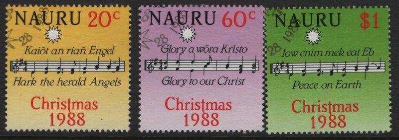 NAURU  355-357 USED CHRISTMAS SET  1988