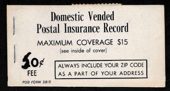 U.S. Scott #QI2 Postal Insurance Stamp - Mint NH Booklet - Type 2 - Provisional