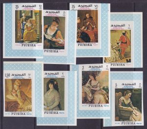 Fujeira Mi 276-283 MNH 1968 IMPERF Art Paintings Letter Writing Week Full Set