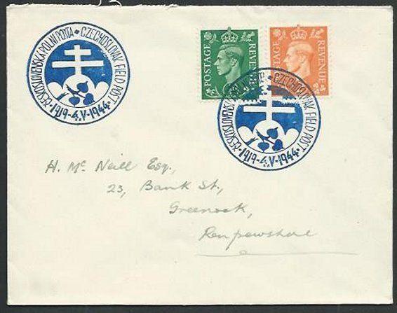 GB 1944 Czechoslovakia Field PO in GB cover, commem cancel.................61276