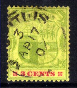Mauritius 1900 - 05 KEV11 3ct Green & Carmine Used SG 140 ( D753)