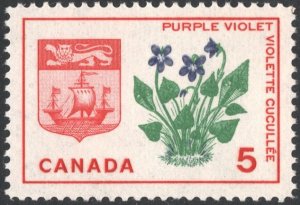 Canada SC#421 5¢ Purple Violet and Arms of New Brunswick (1965) MNH