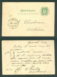 Norway. 1896 Stationery Krogsherred. 5 Ore Post Horn. Adr: Berlin Germany