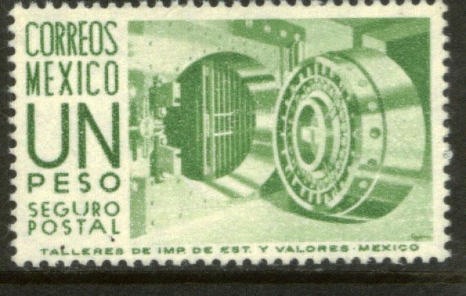 MEXICO G17a $1P 1950 Def 6th Issue Fosforescent unglazed MNH