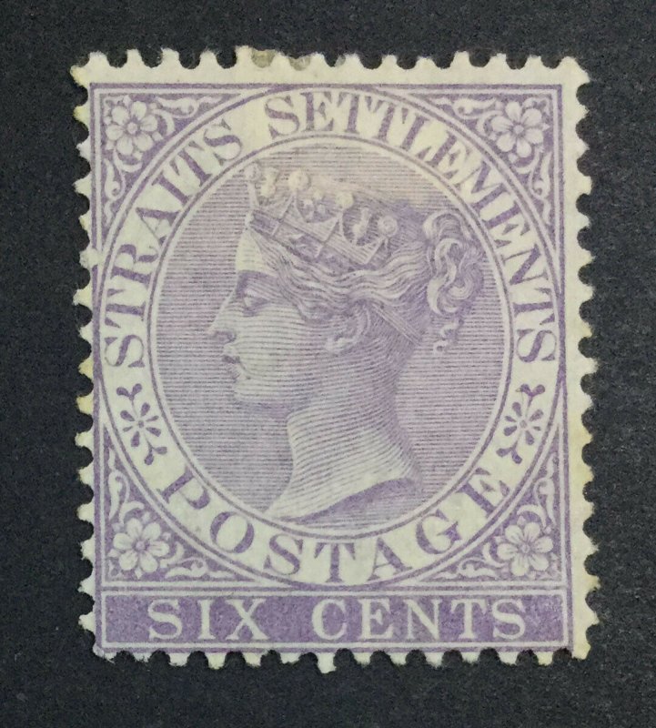 MOMEN: MALAYA STRAITS #13 1868 CROWN CC MINT OG H £150 LOT #6854