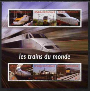 C A R - 2012 - Trains of the World - Perf 6v Sheet #1 - Mint Never Hinged