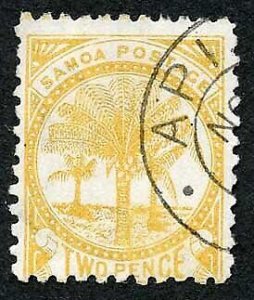 Samoa SG59b 2d Bright Yellow Perf 11 Cat 13 pounds