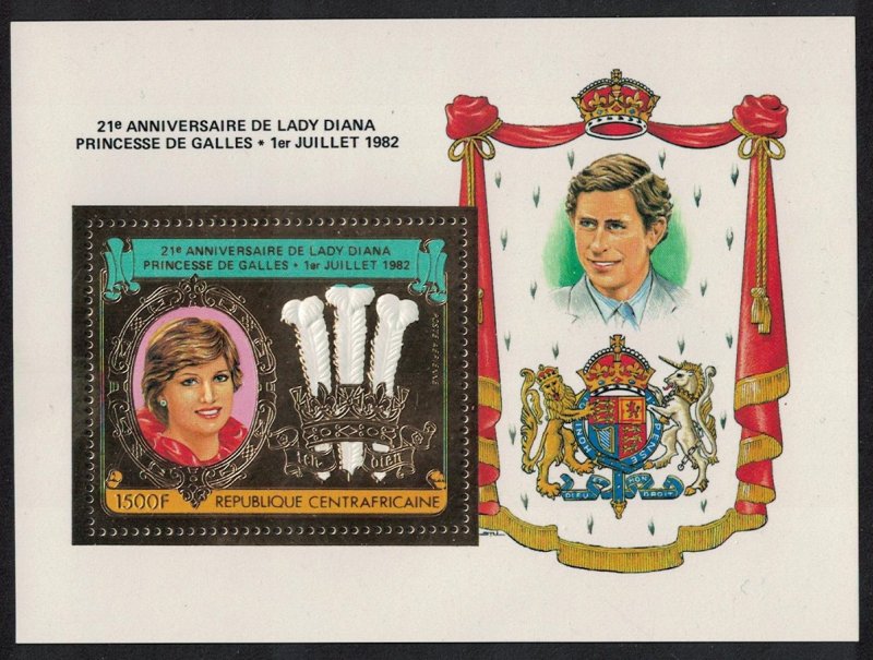 Central African Rep. Princess Diana 21st Birthday MS GOLD Foil MI#Block 191A