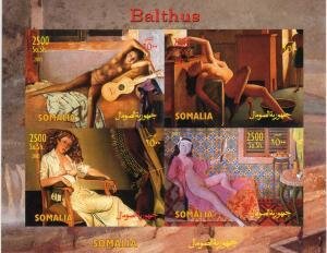 Somalia 2003 BALTHUS Nudes Paintings Sheet (4) Imperforated Mint (NH)