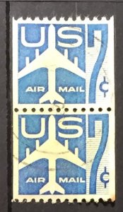 US #C52 Used Coil Pair F/VF - Airmail Blue