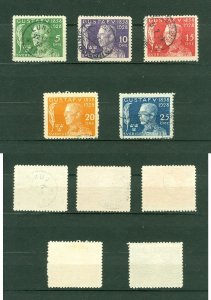 Sweden. 1928. King Gustav V. 70 Years. 5 Stamps. Set. Cancel. Sc# B 32-36