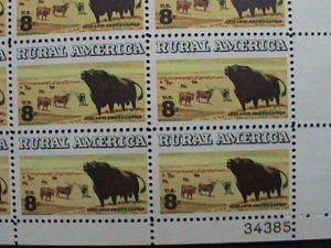 ​UNITED STATES-1973 SC#1504 RURAL AMERICA-ARGUS & LONGHORN CATTLE -MNH SHEET