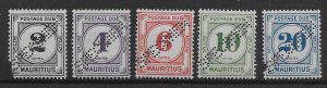 MAURITIUS Postage Due: 1933-54 Set of five - 31069