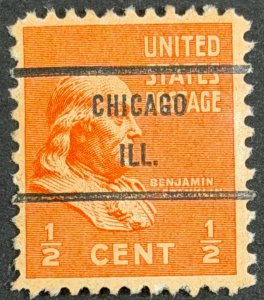 SA SC#803, 1938, 1/2c deep orange, Franklin, Used, F, Pre-canceled