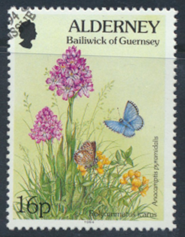 Alderney  SG A70  SC# 80  Flowers  Used First Day Cancel - as per scan