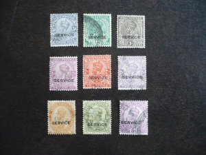 Stamps - India - Scott# O78-O85,O88 - Used Part Set of 9 Stamps