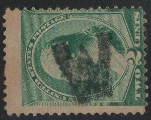 Scott # 213 2c Washington Fancy Cancel Small W