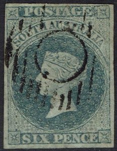 SOUTH AUSTRALIA 1856 QV 6D SLATE BLUE IMPERF USED