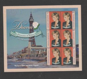 GRENADA GRENADINES #2055 1998 PRINCESS DIANA MINT VF NH O.G SHEET 6 