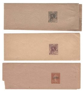 Algeria 1924 5c orange postal wrapper, also 1c & 2c arch-type wrappers unused,