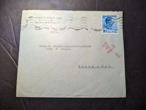 1938 Romania Perfin Cover Bucharest to Gotha Ost Germany