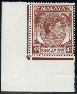 Singapore  #4a  Mint NH CV $2.00; Hinge mark on selvage, stamp is NH.