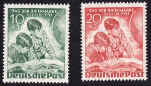 Germany, 9NB6-7 (Berlin), Unused OG NH Set, Stamp Day October 7, 1951