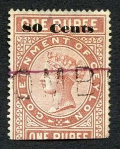 Ceylon Telegraph SGT92 80c on 1r Red-brown Type 87 Cat 11 only 4000 printed