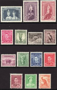 1937 - 1946 Austrailia KGVI & QE complete set (14) to £1 MVVLH Sc# 166 / 179