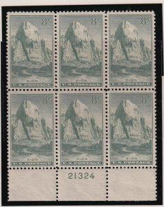 1934 Sc 747 Zion National Park 8c MNH plate block of 6 (Y7