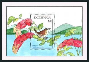 Dominica 1249-1250,MNH.Mi Bl.168-169. Birds 1990.House Wren,Imperial parrot.