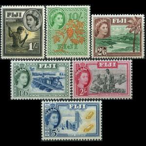 FIJI 1954 - Scott# 156-61 QEII Defs. 1-10s NH