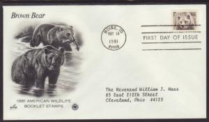 US Brown Bear 1981 PCS Typed FDC BIN